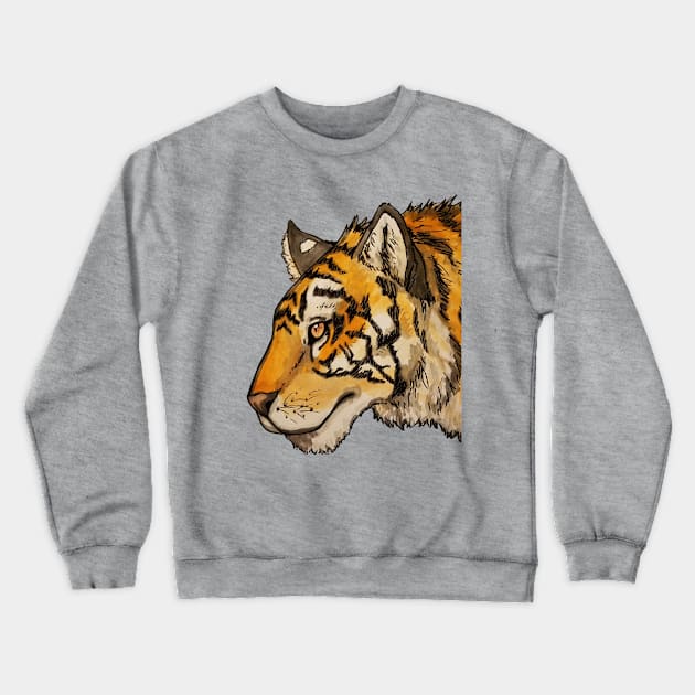 Pondering Tiger Crewneck Sweatshirt by gingerchan